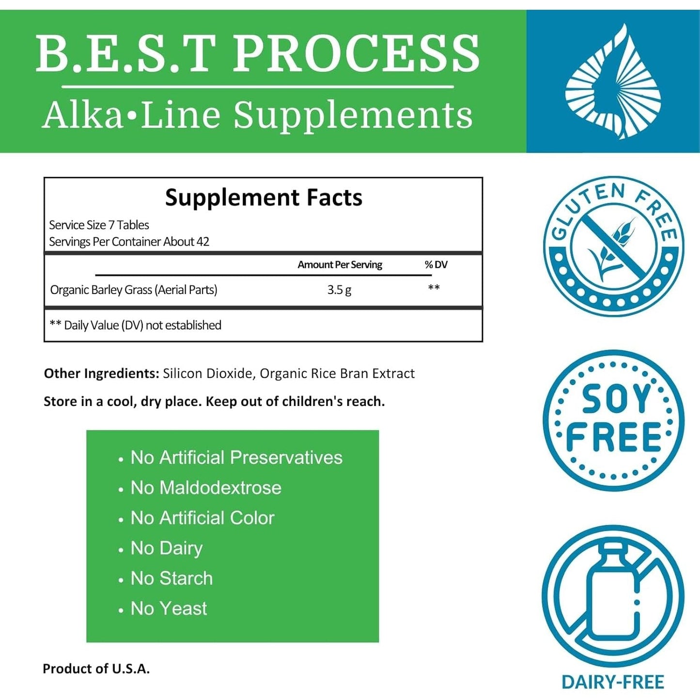 Alka•Green Tablets Best Process Alkaline - Natural Source of Enzymes & Amino Acids