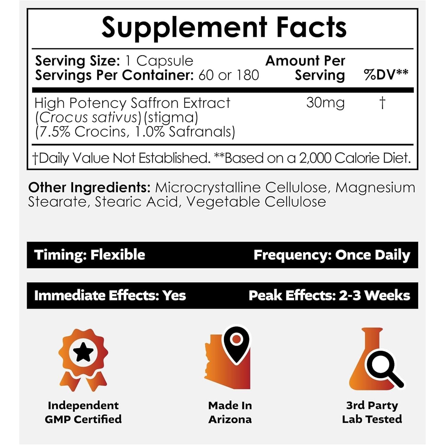 Nootropics Depot High Potency Saffron Extract Capsules | 30Mg | Crocus Sativus | 60 Count