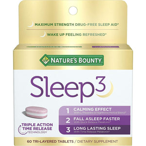 Nature'S Bounty Sleep3 Melatonin 10Mg, Maximum Strength 100% Drug Free Sleep Aid 60 Tablets