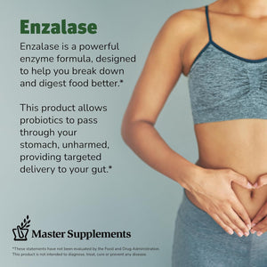 Master Supplements Enzalase - Provides Digestive Boost + Gas & Bloating Relief 50 Servings