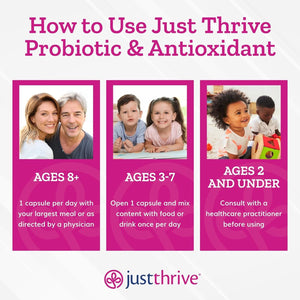 Just Thrive Probiotic & Antioxidant Supplement - Gluten Free, 30 Caps