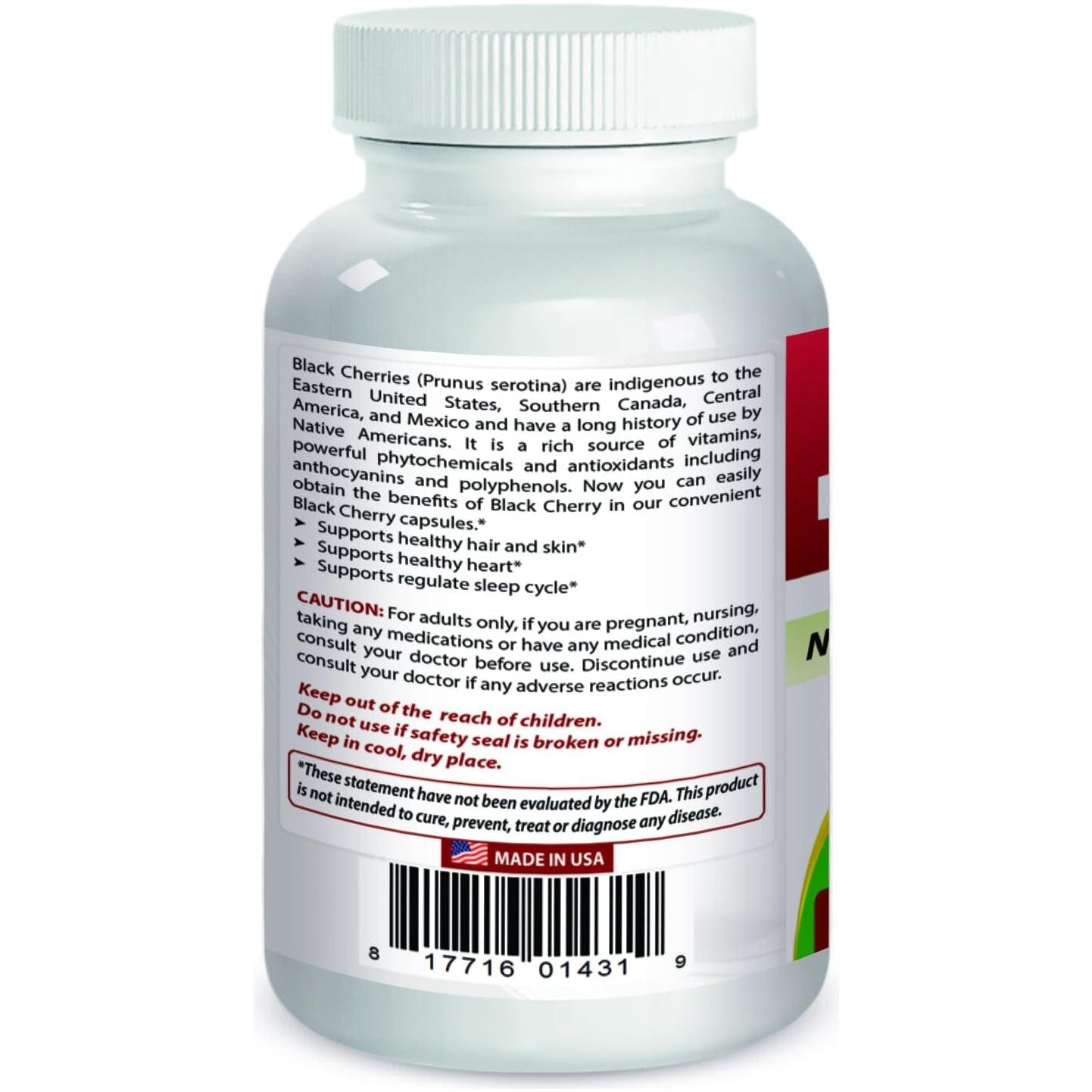 Best Naturals Black Cherry 1000 Mg Capsule, 180 Count