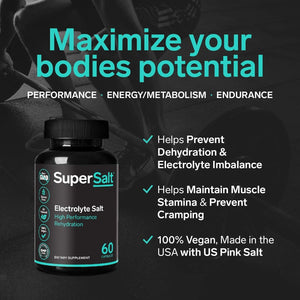 Keto Electrolyte Supplement, Salt Replacement Tablets for Rapid Oral Rehydration & Post Workout Recovery 60 Capsules