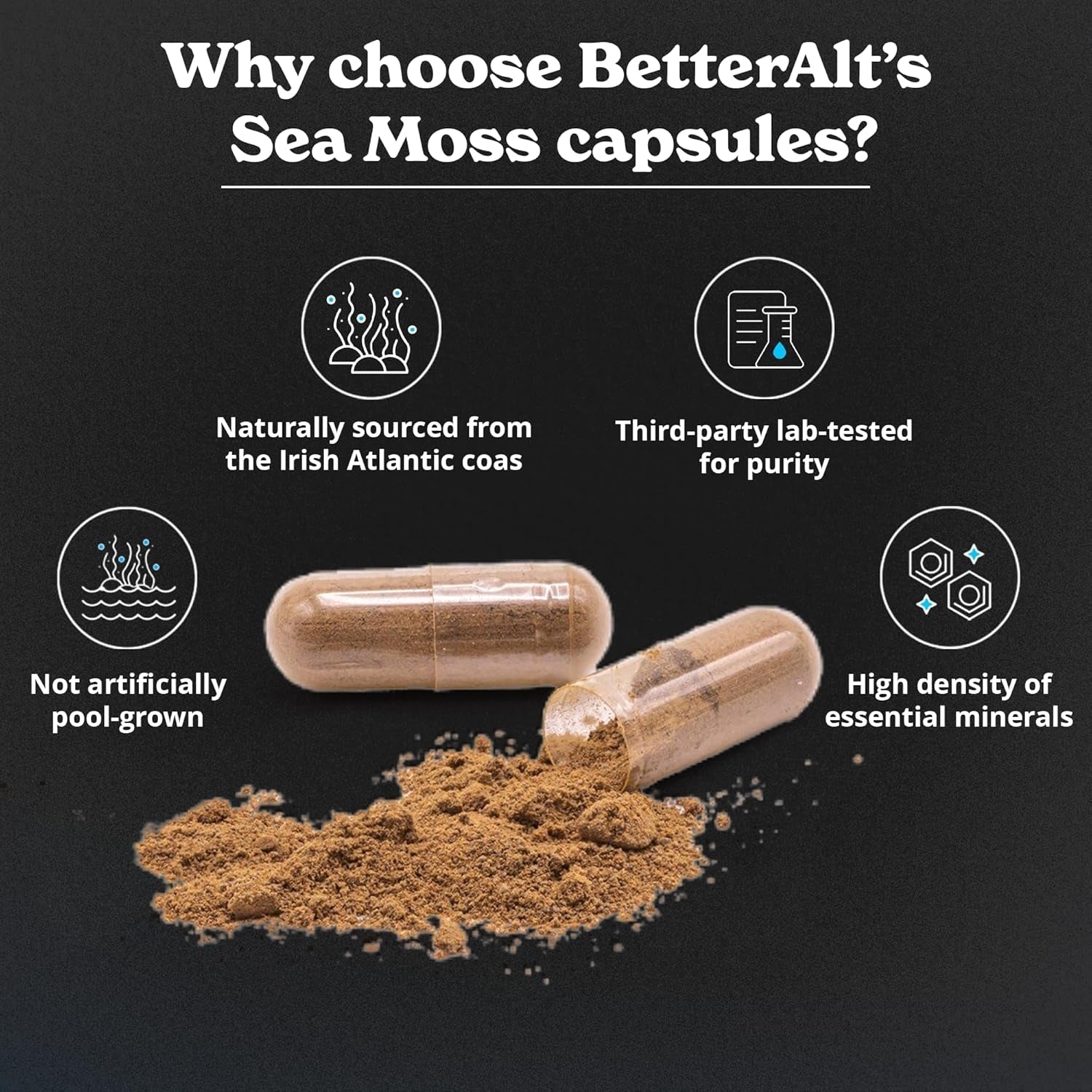 Sea Moss Capsules- Irish Sea Moss with Black Seed Oil, Ashwagandha & Black Pepper for Stamina, Strength & Endurance 60 Servings