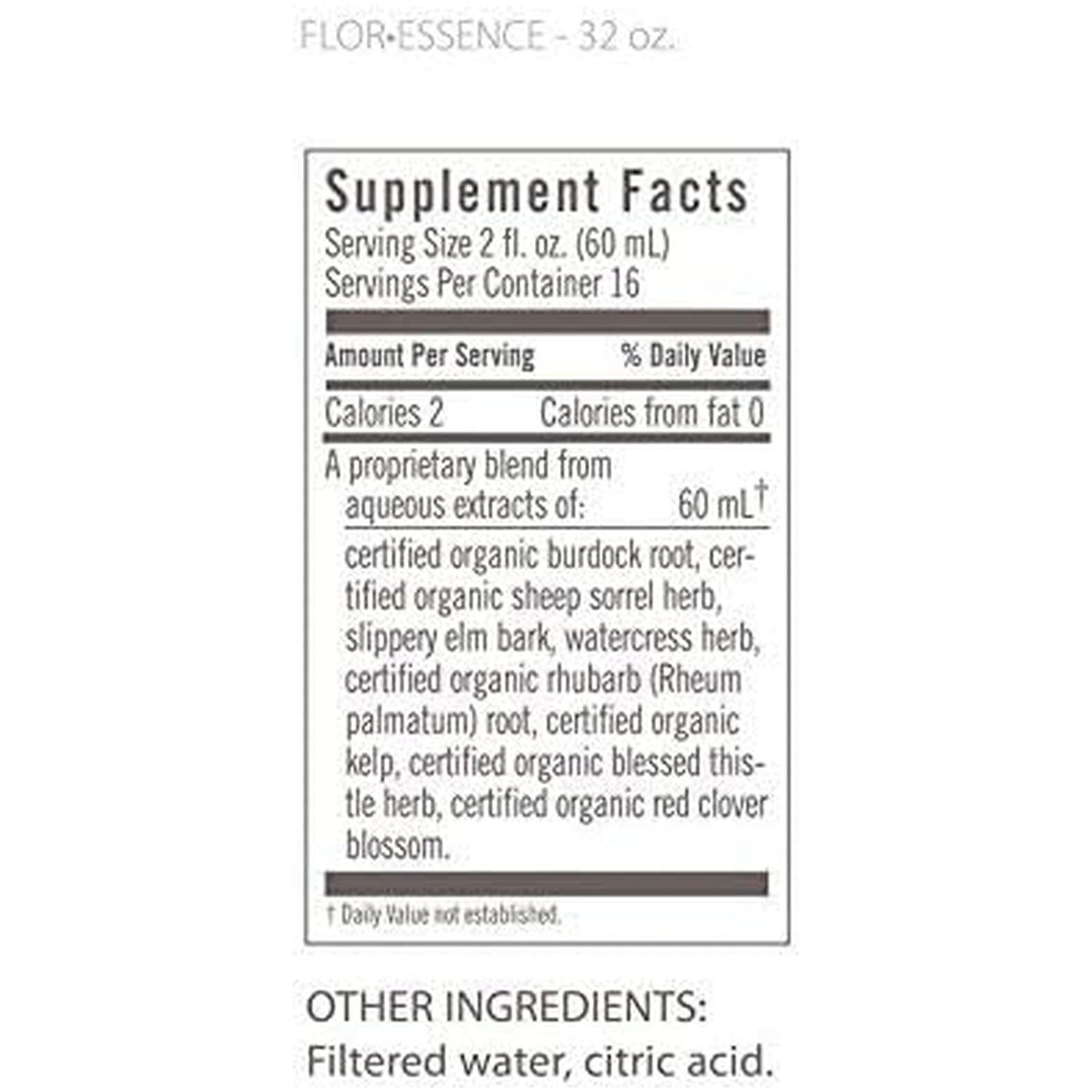 Flora Flor Essence Liquid Tea Blend - Gentle Detox Cleanse 32Oz