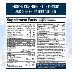 Neuro plus Brain & Focus Formula - Nootropic Brain Booster Supplement – 120 Capsules