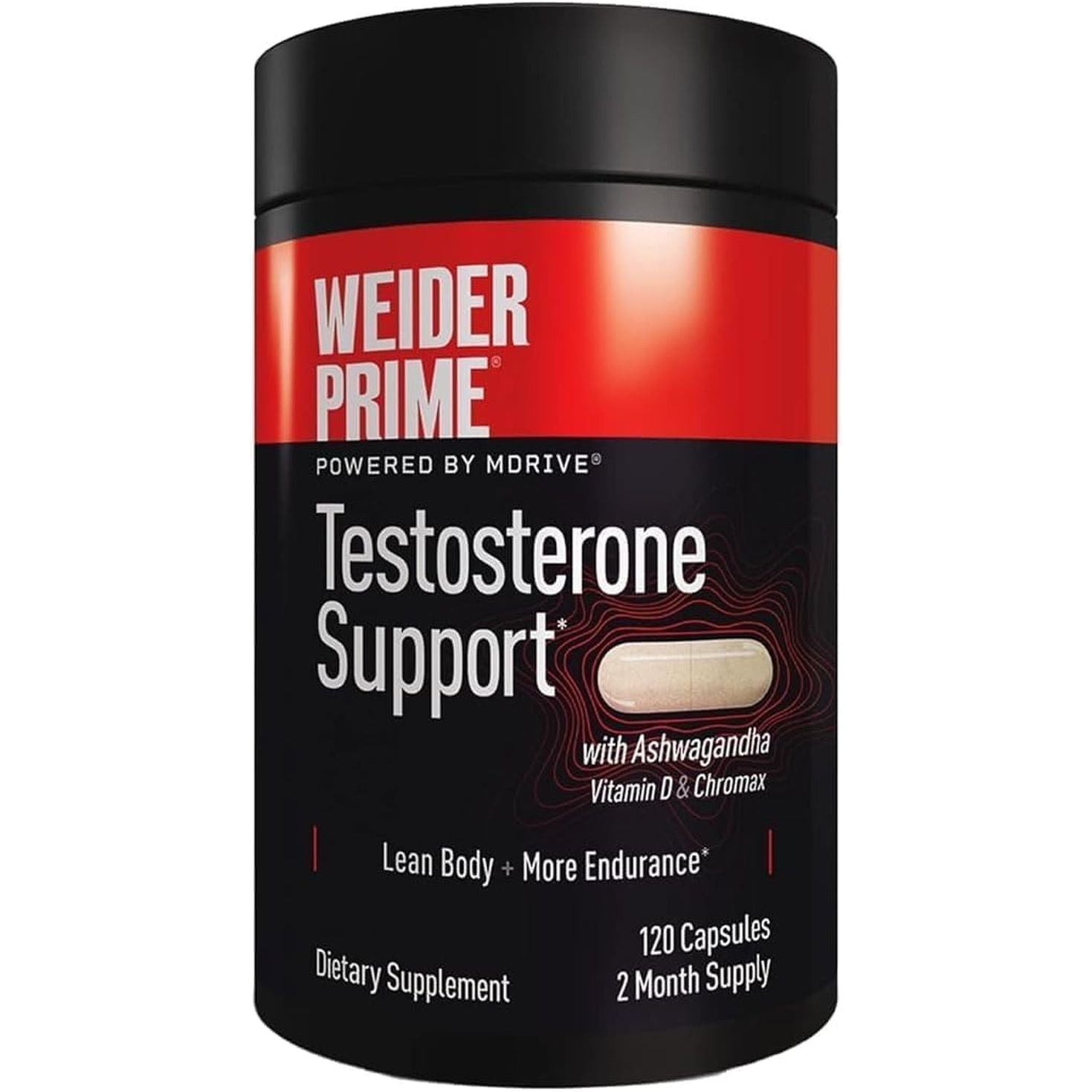 Weider Prime Low T Support - KSM 66 Ashwagandha - Improve Energy, Lean Body Mass - 2 Month Supply