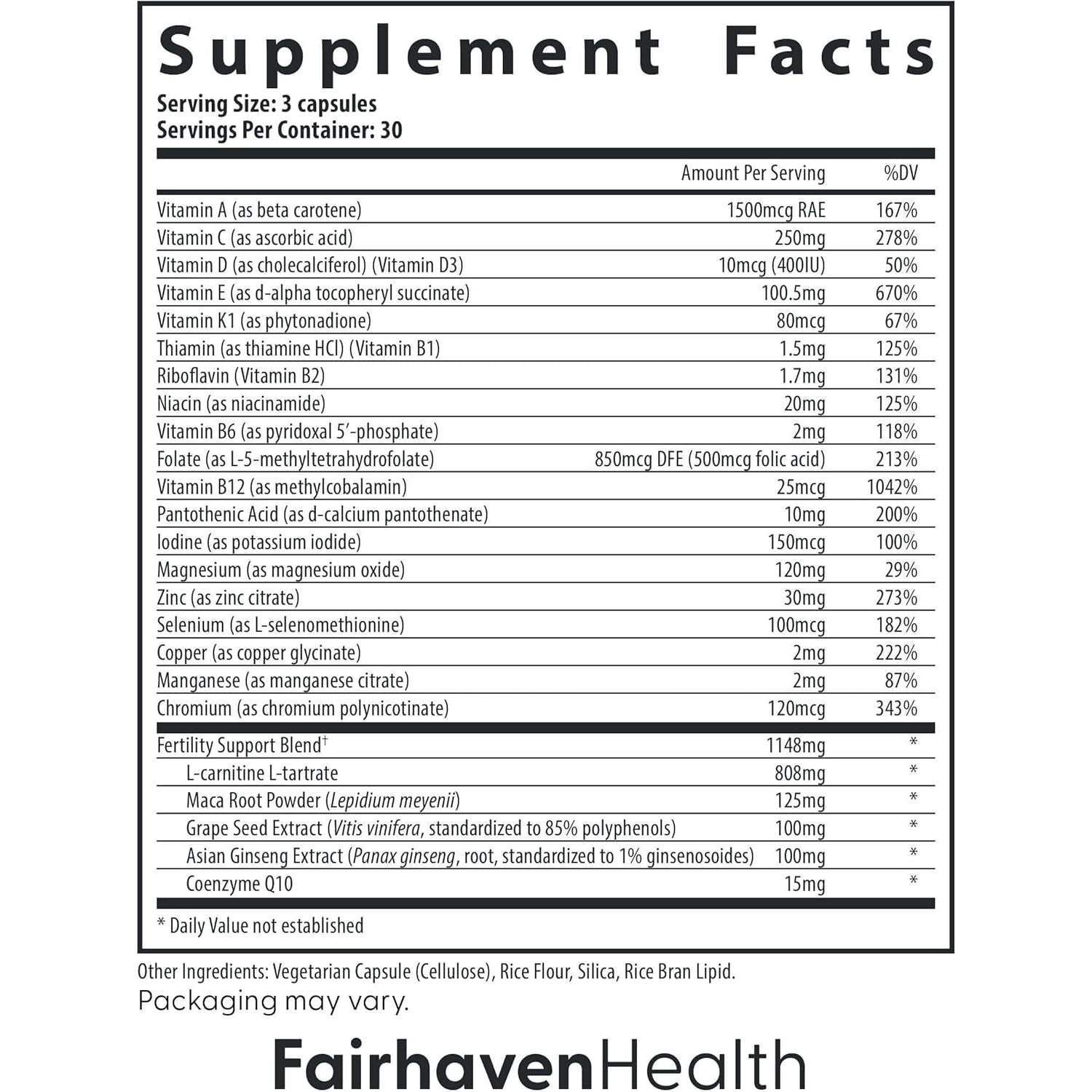 Fairhaven Health Fertilaid for Men | Male Fertility Support Includes L-Carnitine, Zinc, and Folate | 90 Capsules