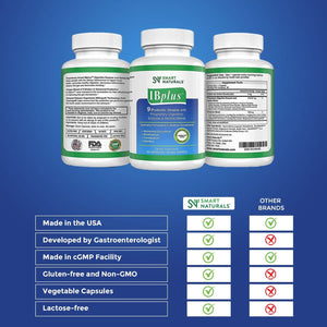 Ibplus® Probiotic, Digestive Enzyme & Herbal Blend, Improved Formula-60 Capsules!! for Irritable Bowel