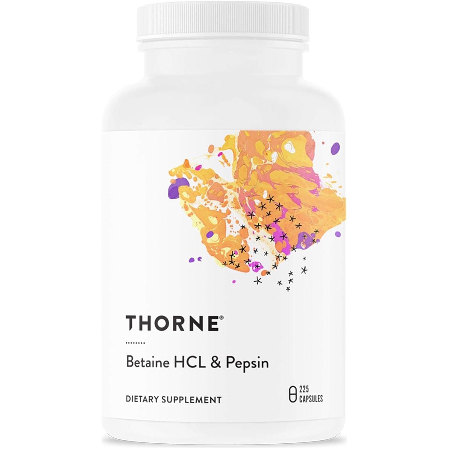 THORNE Betaine HCL & Pepsin - Digestive Enzymes for Protein Breakdown and Absorption - 225 Capsules