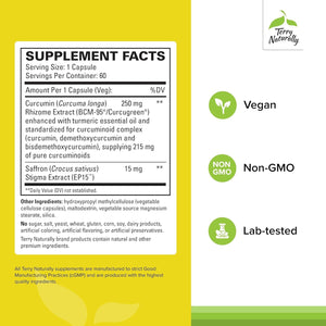 Terry Naturally Saffron Lift + Curcumin - Concentration & Relaxation Support Supplement - 60 Capsules