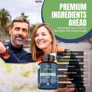 Infla-Support Plus- 750Mg Herbal Supplement Blend with Curcumin and Ashwagadha Extract & More 60 Count