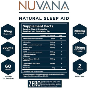 Shut Eye Natural Sleep Aid Supplement for Adults | 5Mg Melatonin 60 Capsules