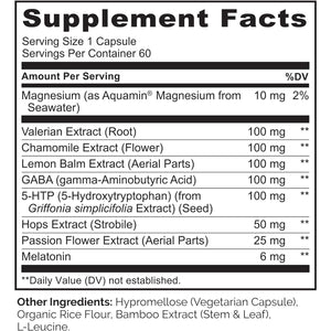 NATURELO Sleep Aid - with Melatonin, Magnesium, GABA, Valerian Root 60 Capsules