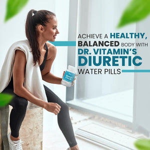 Dr Vitamins Diuretic Water Pills for Weight Control - Instant Natural Relief from Bloat and Swelling 120 Caps