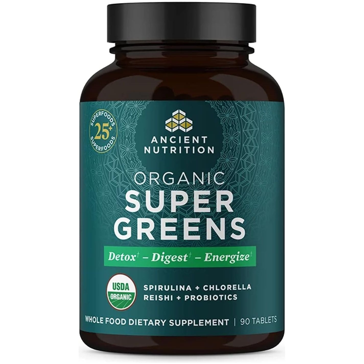 Ancient Nutrition Super Greens with Probiotics, Organic Superfood Tablets 30 Servings, 90 Count