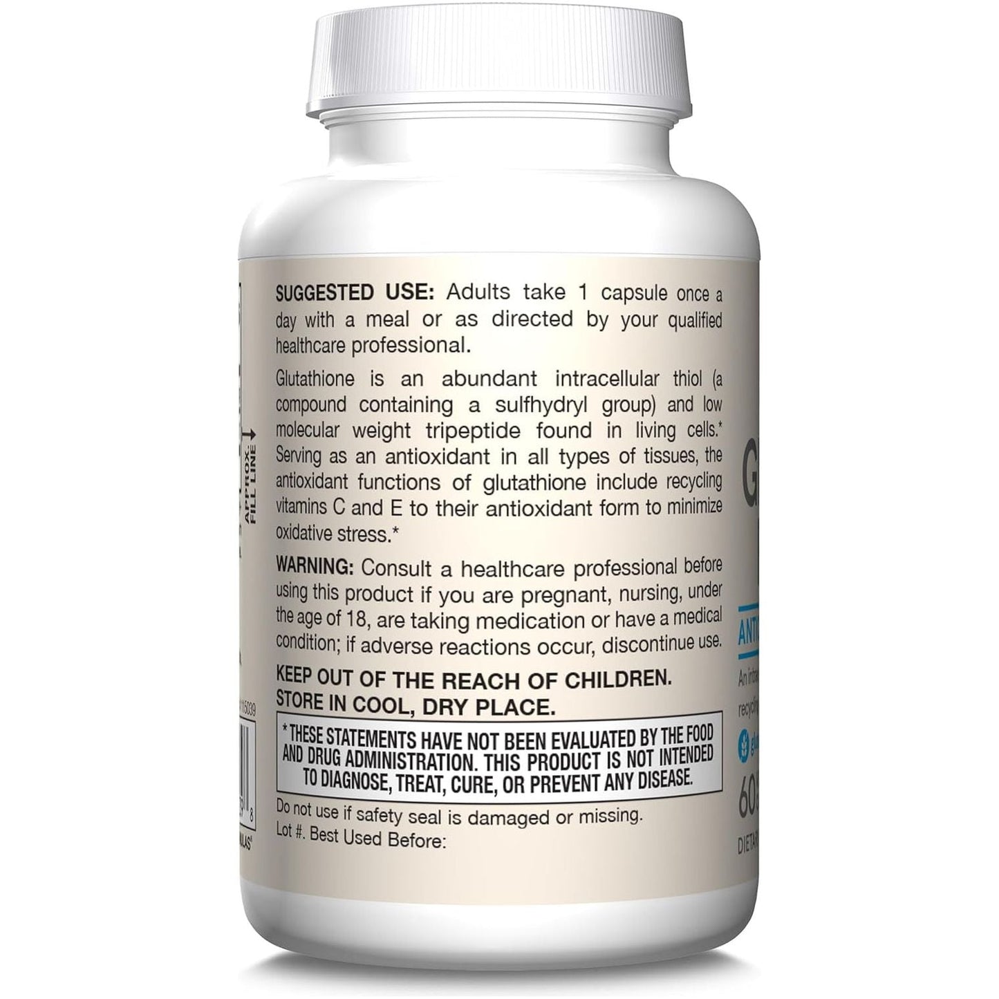 Jarrow Formulas Glutathione Reduced 500 Mg - Intracellular Antioxidant - Supports Recycling of Vitamins C & E 60 Capsules