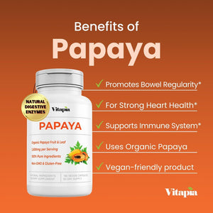 Papaya Fruit Enzyme Capsules for Digestion, Bloating Relief, Immune Support (1500Mg/180 Veggie Capsules)