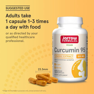 Jarrow Formulas Curcumin 95 500 Mg, Turmeric Curcumin Extract for Bone and Joint Support Dietary Supplement, 120 Capsules