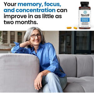 Neuroq Memory & Focus - Boosts Cognitive Performance & Healthy Brain Function - 60 Capsules