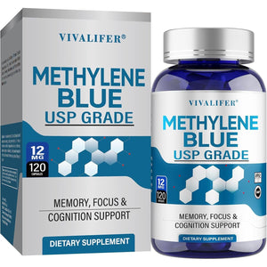 Methylene Blue Pharmaceutical Grade Supplement, Support Anti-Aging, Cognitive Enhancing Properties and Energy 120 Capsules