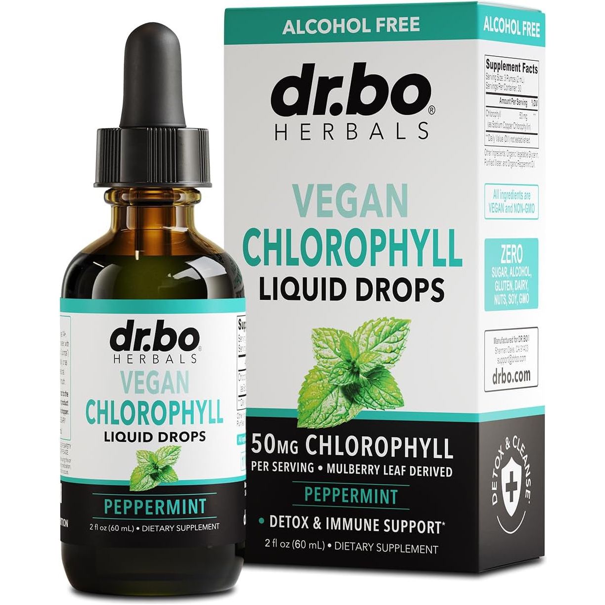 Chlorophyll Liquid Drops Body Detox - Vegan Liquid Chlorophyll Drops Odor Cleanse Supplement 2 Oz