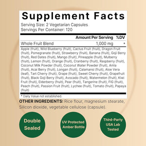 Fruit and Veggies Supplement – 480 Total Vegetarian Capsules | Balance of Natural 40 Whole Fruits & Veggies Blend | Fresh Superfood Formula with Vitamins and Minerals – Non-Gmo