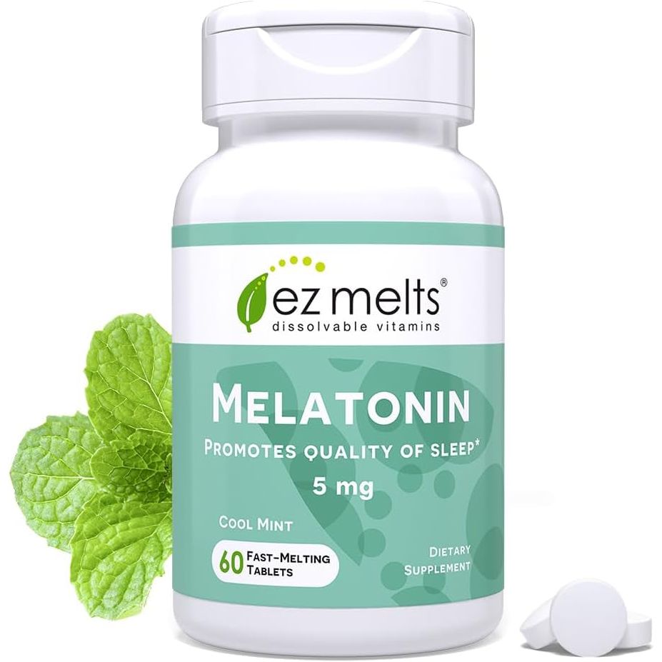 EZ Melts Dissolvable Melatonin, 5 Mg, Sugar-Free, 2-Month Supply, Cool Mint-Flavored