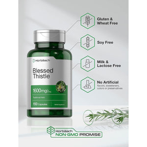 Horbaach Blessed Thistle Capsules 1600 Mg | 150 Count | Max Potency | Non-Gmo, Gluten Free Herb Supplement