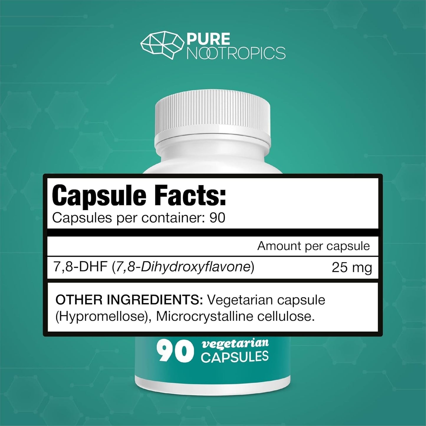 7,8-DHF (7,8-Dihydroxyflavone) Capsules | 25 Mg | 90 Vegetarian Capsules