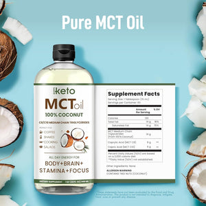 Keppi Keto MCT Oil - Flavorless C8 and C10, Non-Gmo, Certified Gluten-Free, Palm Oil Free, Vegan, Kosher, Halal, 32 Oz Coconut Oil