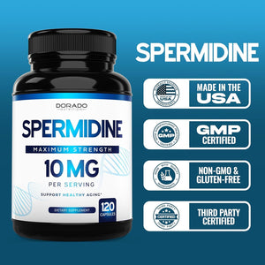 Spermidine Supplement (10Mg of 99% Spermidine 3HCL - Third Party Tested) 120 Capsules - Made in USA