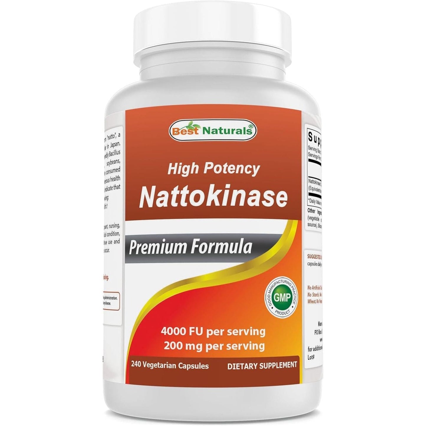 Best Naturals High Potency Nattokinase 4000 FU/ 200 Mg per Serving, 240 Vegetarain Capsules
