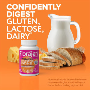 Florajen Digestive Enzymes with Probiotics and Prebiotics- Digestive Health, Gut Relief & Bloating - 30Ct