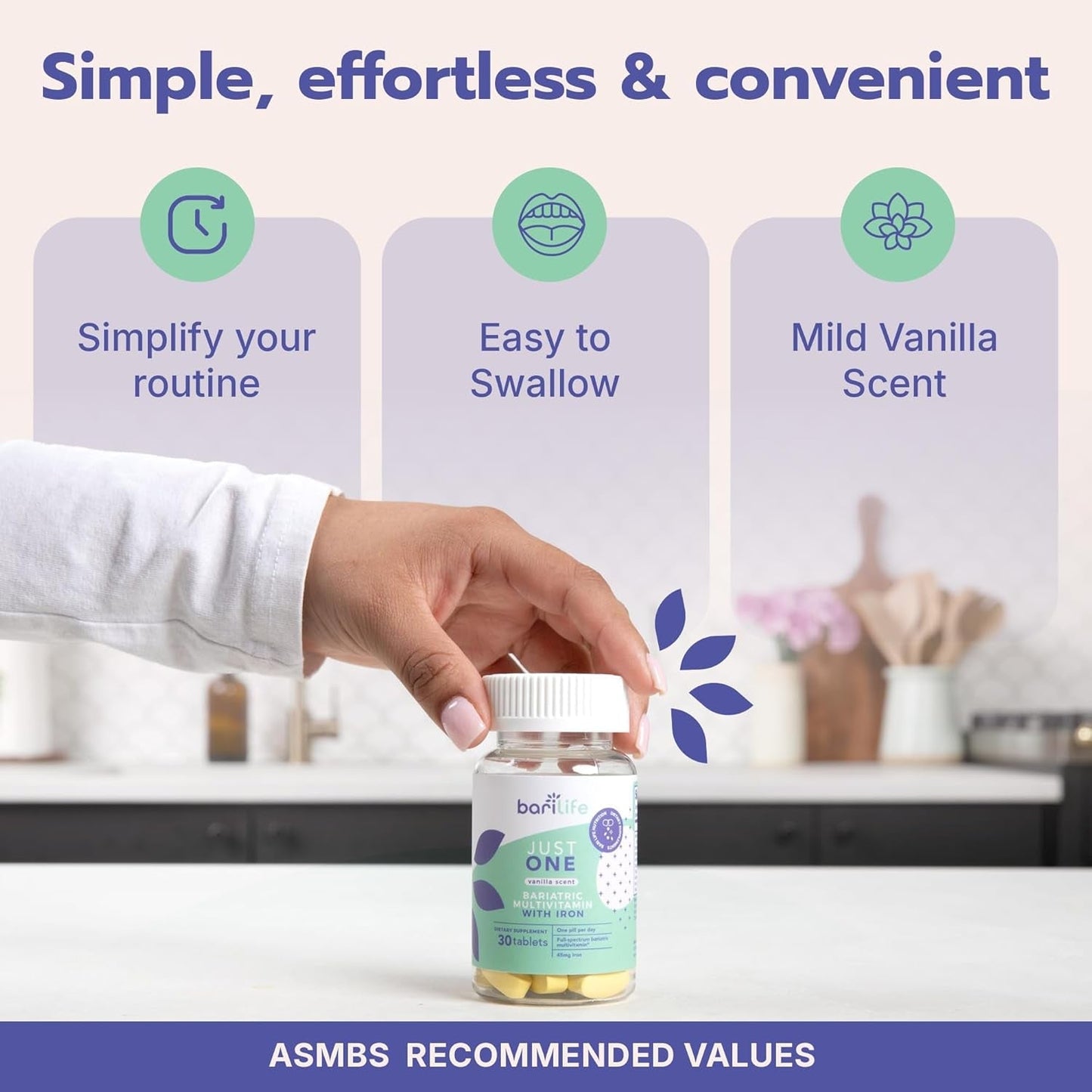 Just One - Once Daily Bariatric Multivitamin with Iron, 90 Count for Gastric Sleeve and Gastric Bypass