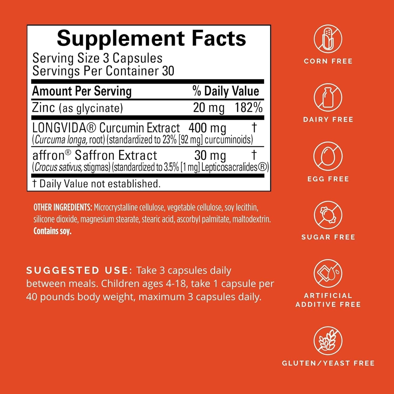 Dr Amen Brainmd Happy Saffron plus - with Saffron Flower Extract, Curcumin & Zinc 90 Capsules