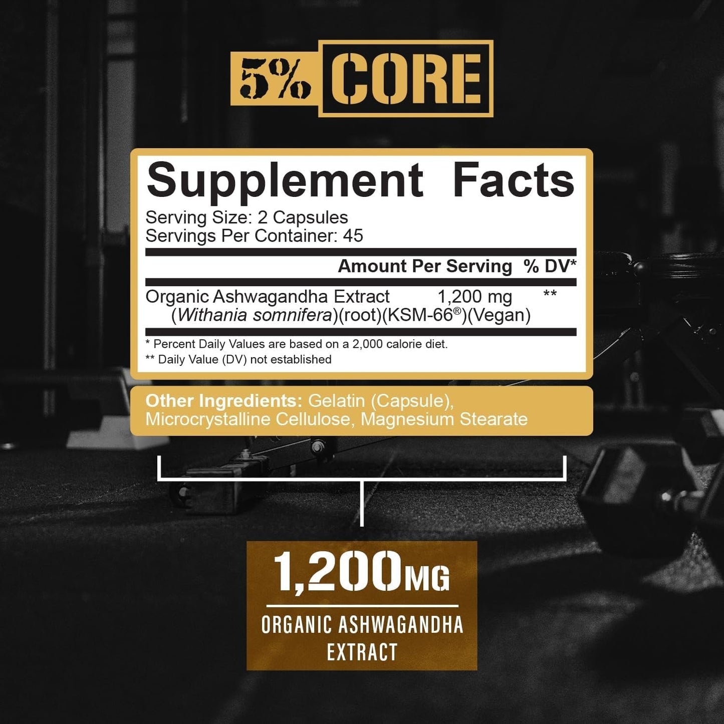5% Nutrition Core KSM-66 Ashwagandha 1,200Mg (45 Servings)