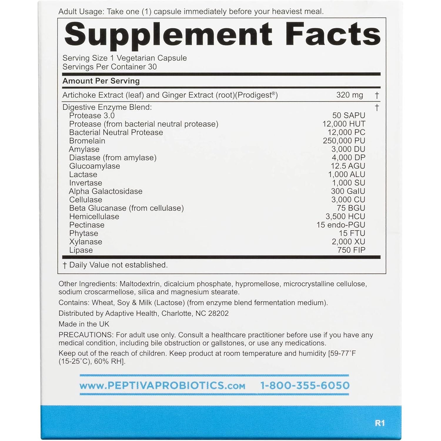 Peptiva Digestive Enzyme Supplement + Prodigest - Helps with Bloating, Gas, Constipation - 30 Count