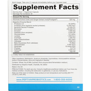 Peptiva Digestive Enzyme Supplement + Prodigest - Helps with Bloating, Gas, Constipation - 30 Count