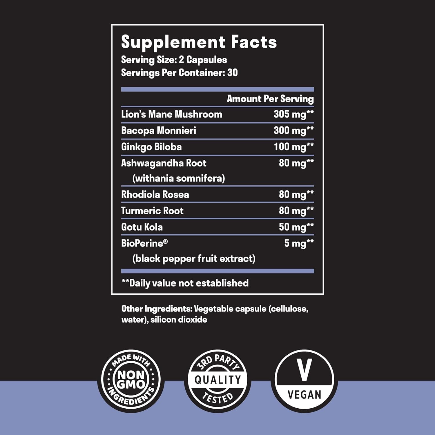 Brain Support Supplement - Natural Memory and Focus Supplement - 60 Capsules