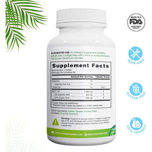 Keto MCT Oil Softgels Premium C8 & C10 Blend for Sustained Energy and Weight Management, 90 Softgels/1000Mg