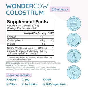 WONDERCOW Colostrum Supplement Powder for Gut Health, Immune Support, Muscle Recovery & Wellness 60 Servings