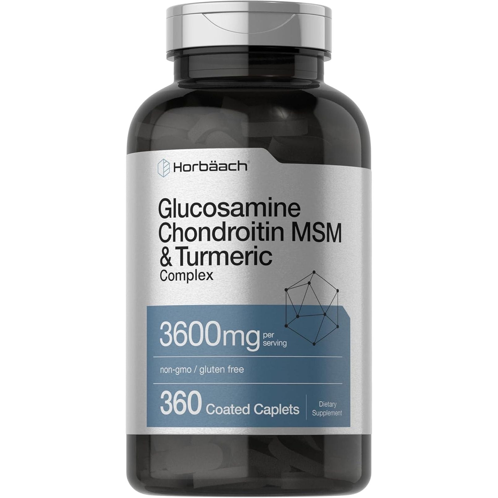 Horbäach Glucosamine Chondroitin MSM | Advanced Formula with Turmeric (3600 Mg/360 Caplets )