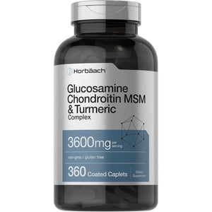 Horbäach Glucosamine Chondroitin MSM | Advanced Formula with Turmeric (3600 Mg/360 Caplets )