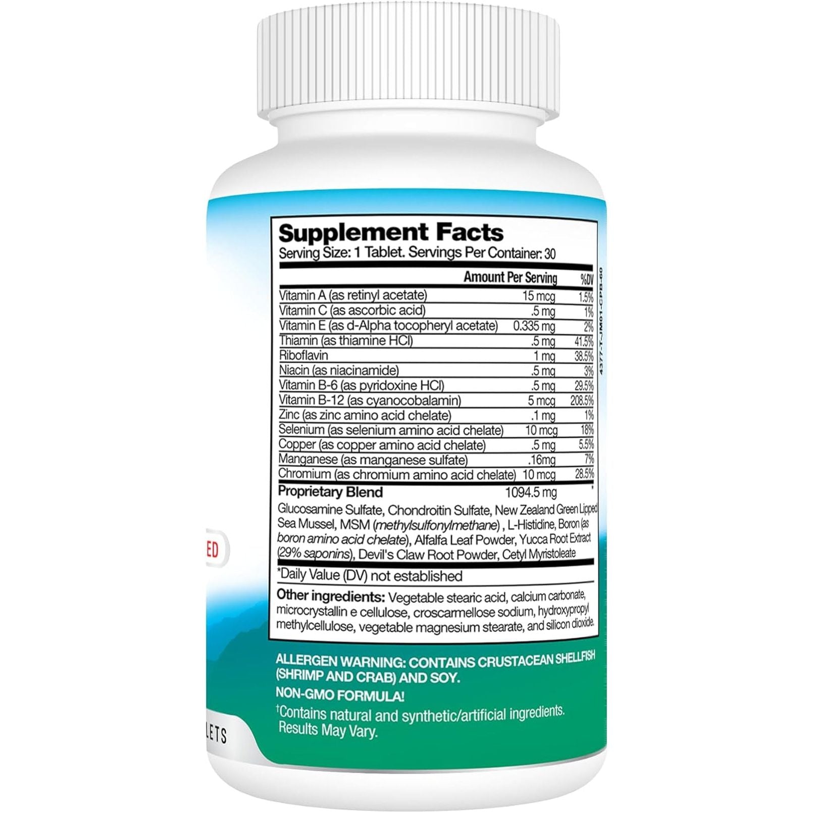 Best Earth Naturals Joint Support- Glucosamine, Chondroitin, MSM & Special Vitamins & Nutrients 30 Day Supply