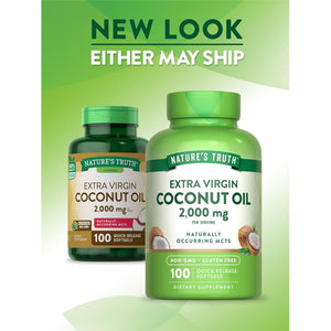 Nature'S Truth Coconut Oil Supplement | 100 Softgels | Naturally Occurring Mcts | Non-Gmo & Gluten Free