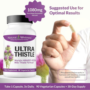Natural Wellness Ultrathistle® Advanced Milk Thistle Liver Support - Herbal Liver Cleanse & Detox Supplement, 30-Day Supply