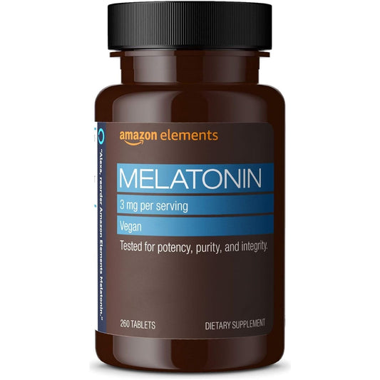 Amazon Elements Melatonin 3Mg - Helps with Occasional Sleeplessness 260 Tablets 8 Month Supply