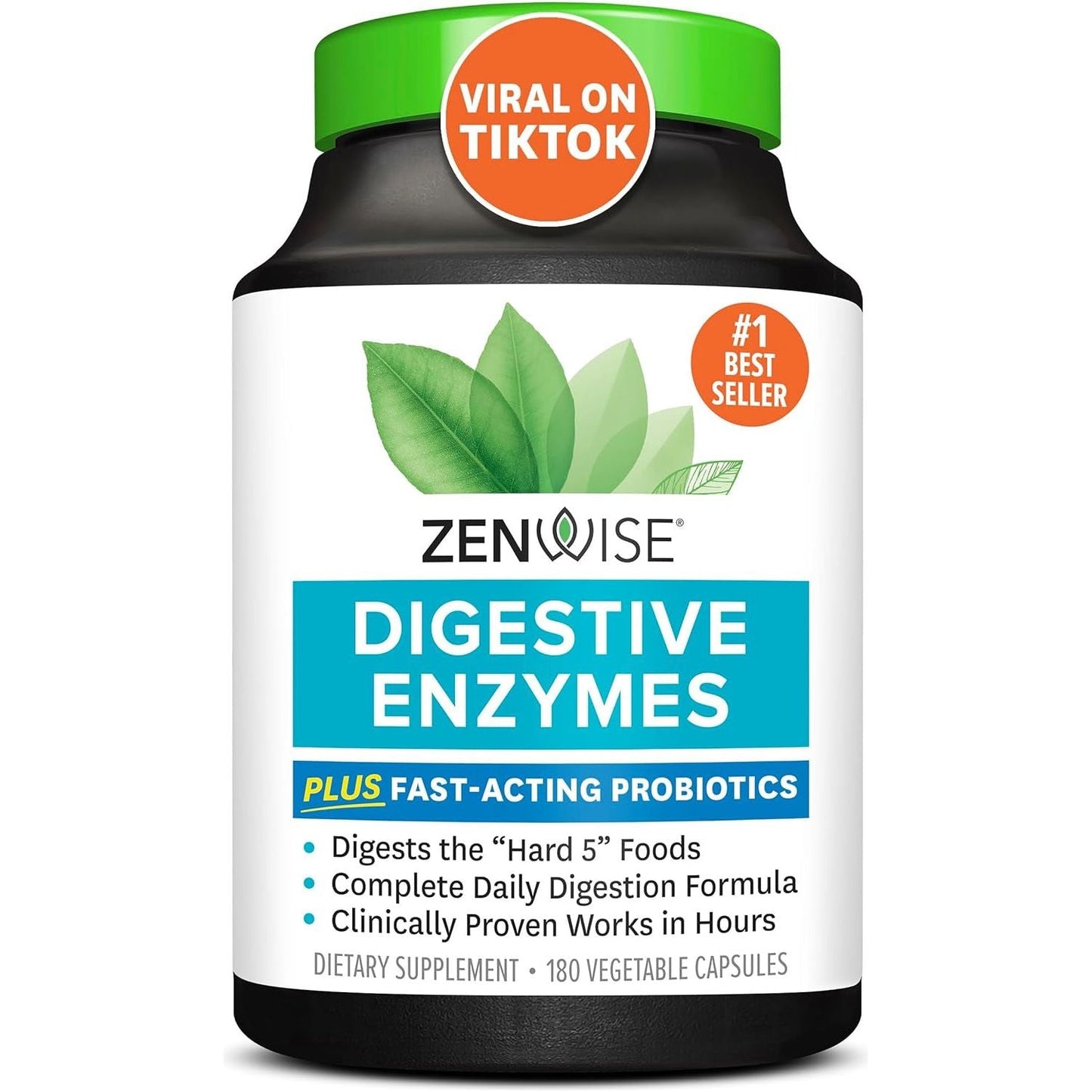 Zenwise Health Digestive Enzymes for Gut Health - for Digestive Health and Bloating Relief -180 Count