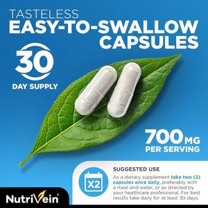 Nutrivein Premium Liposomal Glutathione Supplement 700 Mg - Cell Protection, Cleansing, Liver, Brain, and Defenses 60 Caps